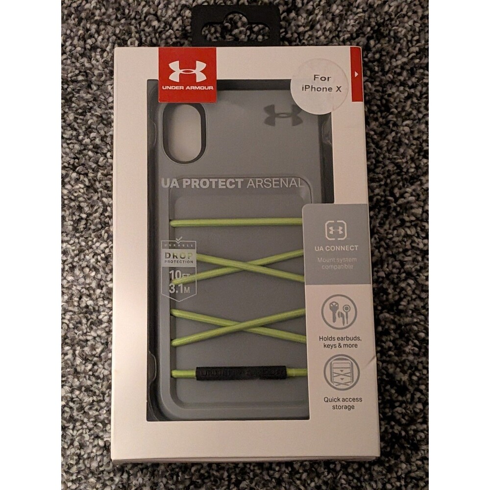 Under Armour UA Protect Arsenal Case Made For Phone X / XS Gray/Lime Green‎ New